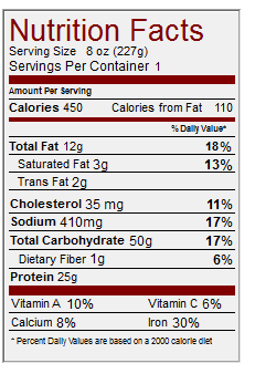 nutrition info