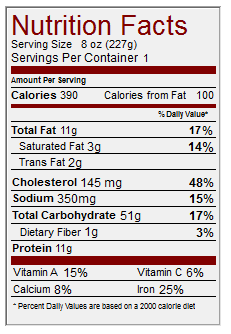 nutrition info